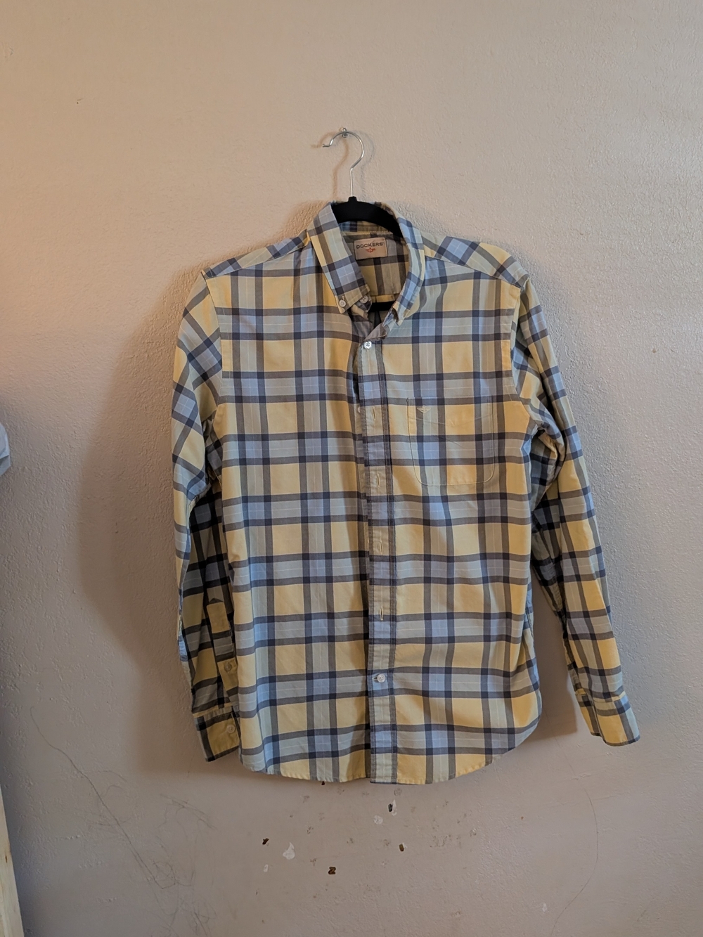 Classic Yellow & Blue Plaid Button-Down Shirt